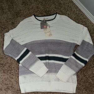 Hem & Thread Ivory and Charcoal Knit Sweater